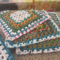 Recycling shopping bags into placemats